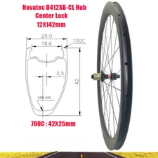 Road Bike 700C 42x25mm Rear Wheel Carbon Rim 24 Hole Center Lock HG XD XDR Hub