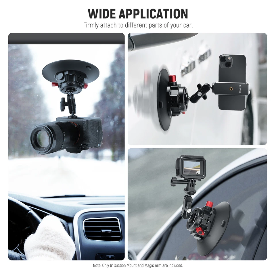 Neewer CA013 6'' Camera Suction Mount with Ball Head Magic Arm， Metal Car Mount - Image 4 of 4