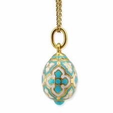 Sterling Silver Enameled Gold Gilded EGG Pendant With Cross