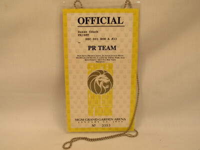 D6 Vintage Original Boxing PR Team ID Pass 1994 Super Grand Slam Of Boxing MGM G