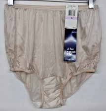 Vanity Fair Fawn Lace detail Brief Nylon Panty Size 6 M Medium