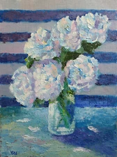 Flowers Peonies Impasto Original Oil Painting Canvas Board 12x16 Painted YSArt