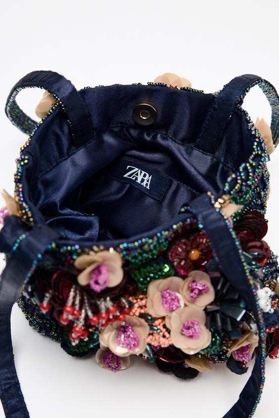 Zara Beaded Mini Tote Bag Multicolor 6652/410/203 Shoulder
