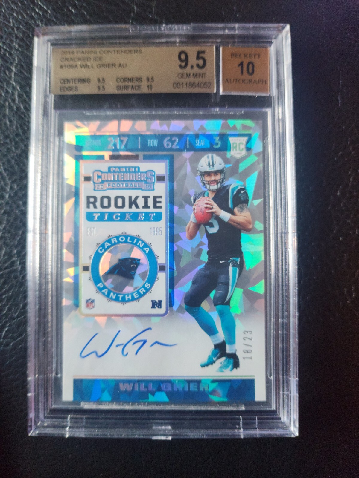 Will Grier Panini Contenders #105 Autograph Cracked Ice