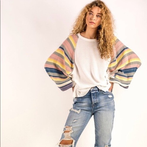Free People Rainbow Dreams Sleeve Top 