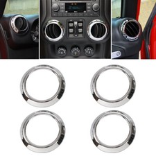 4pcs Air Condition Vent Ring Decor Bezels For Jeep Wrangler Jk 2007-2010 Chrome