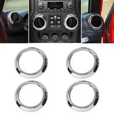 4pcs Air Condition Vent Ring Decor Bezels for Jeep Wrangler JK 2007-2010 Chrome