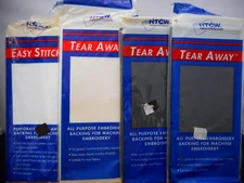 Lot of 4 HTCW (3) Tear Away & (1) Easy Stitch Backing For Machine Embroidery