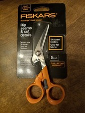 Fiskars 5" Fabric Scissors RazorEdge Stainless Seam Ripper for Tabletop Cutting