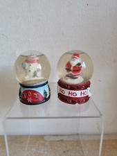 christmas snow globes X2 Snowman Santa Father Christsmas Small (T2)