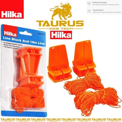HILKA-TOOLS HILKA Line Block & 18m String Brick Laying DIY L Corner HI VIS Builders Tool UK