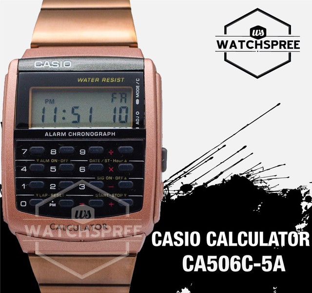 Casio 44mm Ca506c-5a Vintage Calculator Watch - Rose Gold | eBay