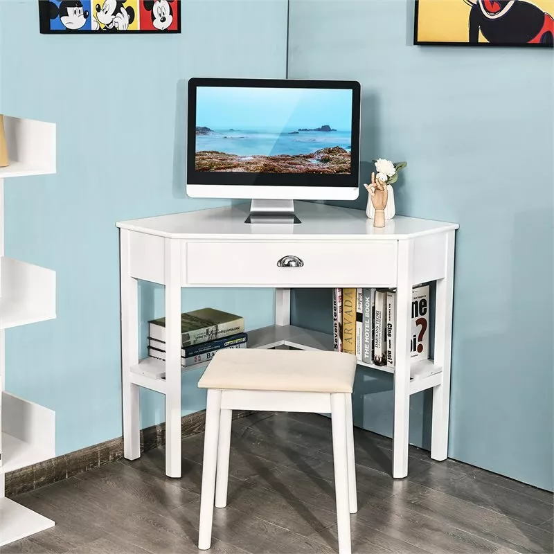 Costway corner 2024 desk white