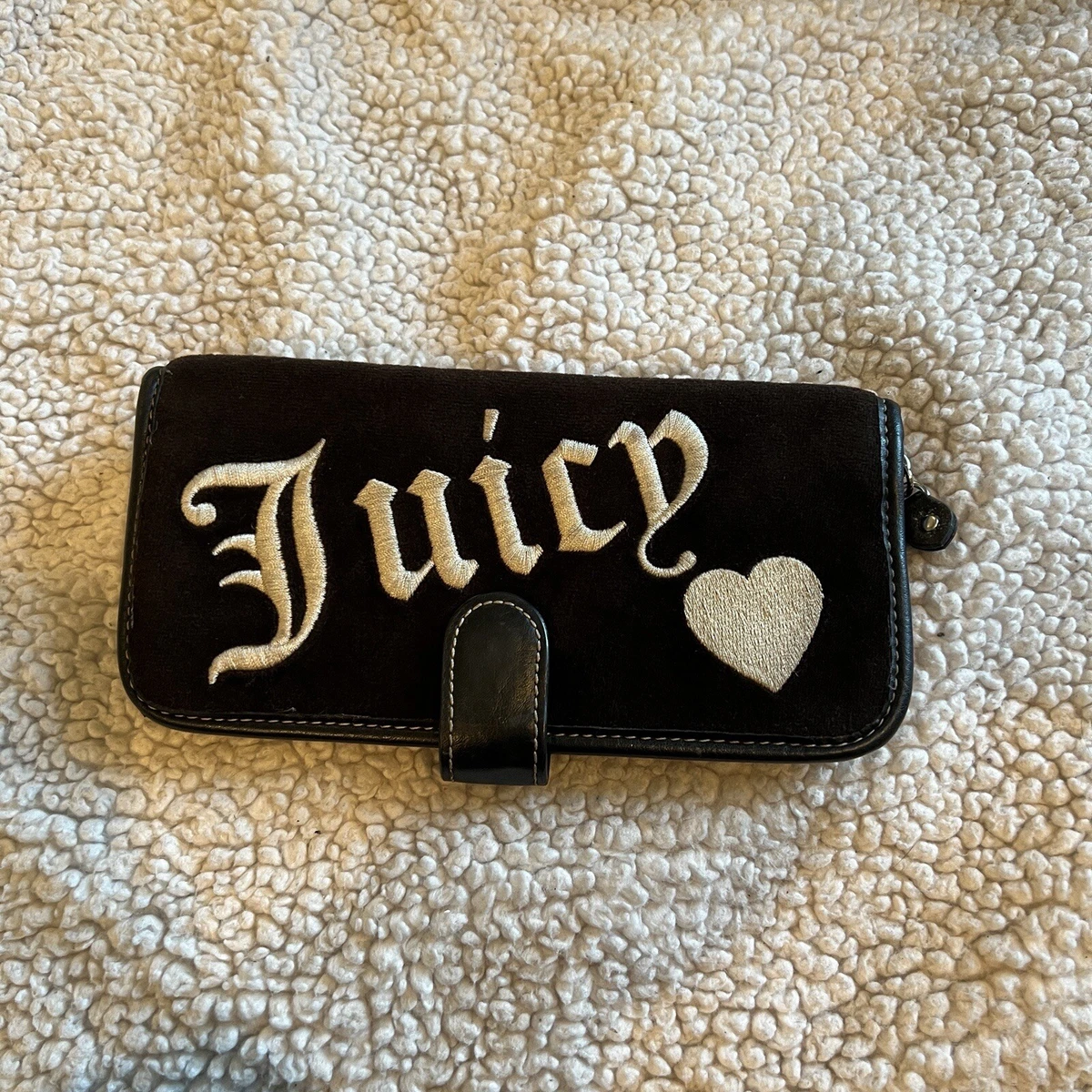 Vintage Black Juicy Couture Makeup Bag Pencil Case Velour Cosmetic Pouch  Clutch