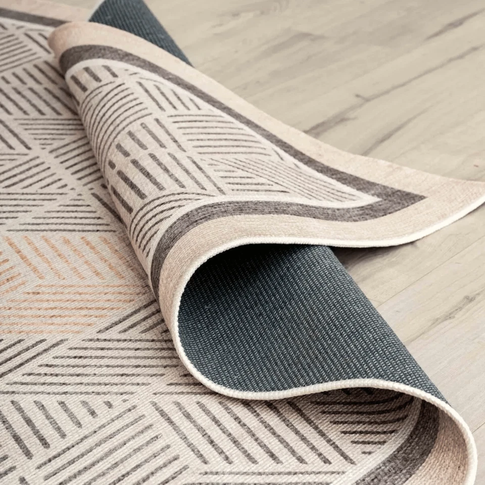 Kilim Pattern Washable Rug - Authentic Moroccan Boho Retro Runner - Soft Carpet - Image 4 of 4