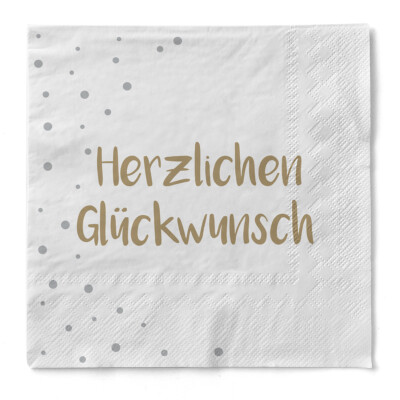 Serviette ''Herzlichen Glückwunsch'' aus Tissue 33 x 33 cm, 100 Stück - Geburtstag