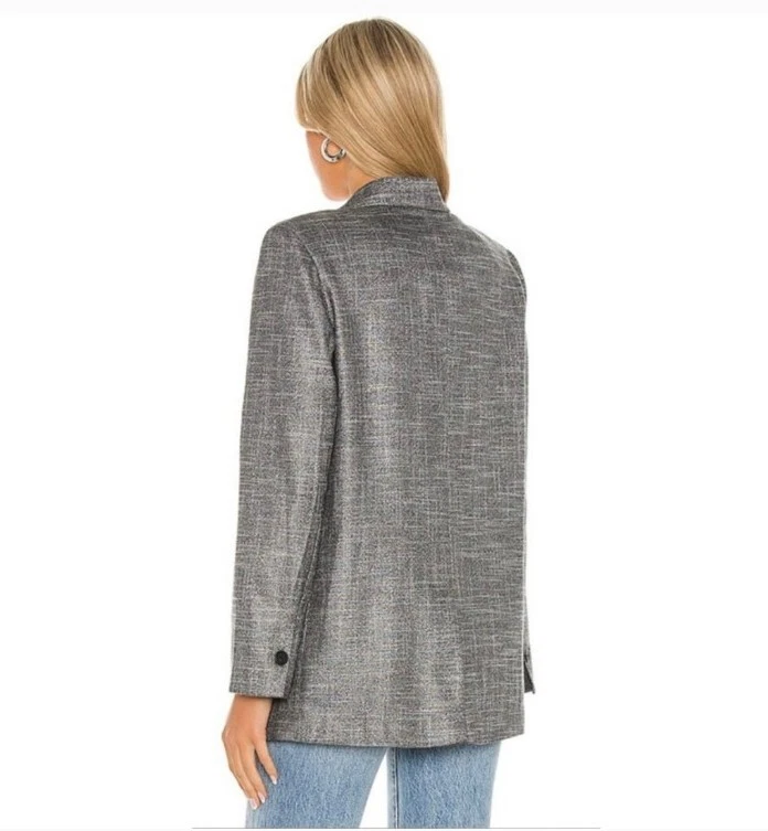 Women's Revolve BB Dakota Hot Shot Blazer Size Small Black Metallic Silver EUC - Image 2 of 4