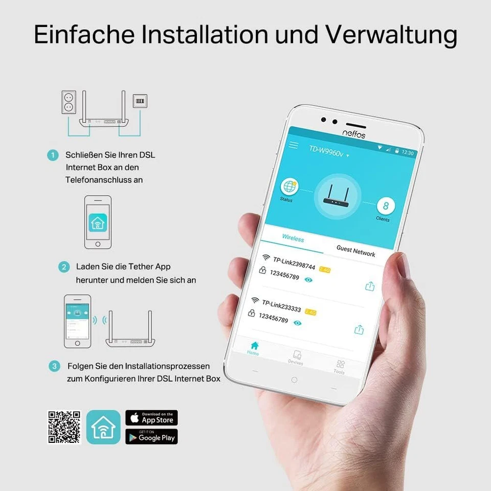 TP-Link TD-W9960v WLAN VDSL DSL Modem Router 300Mbit/s DECT Media Server - Bild 2 von 4