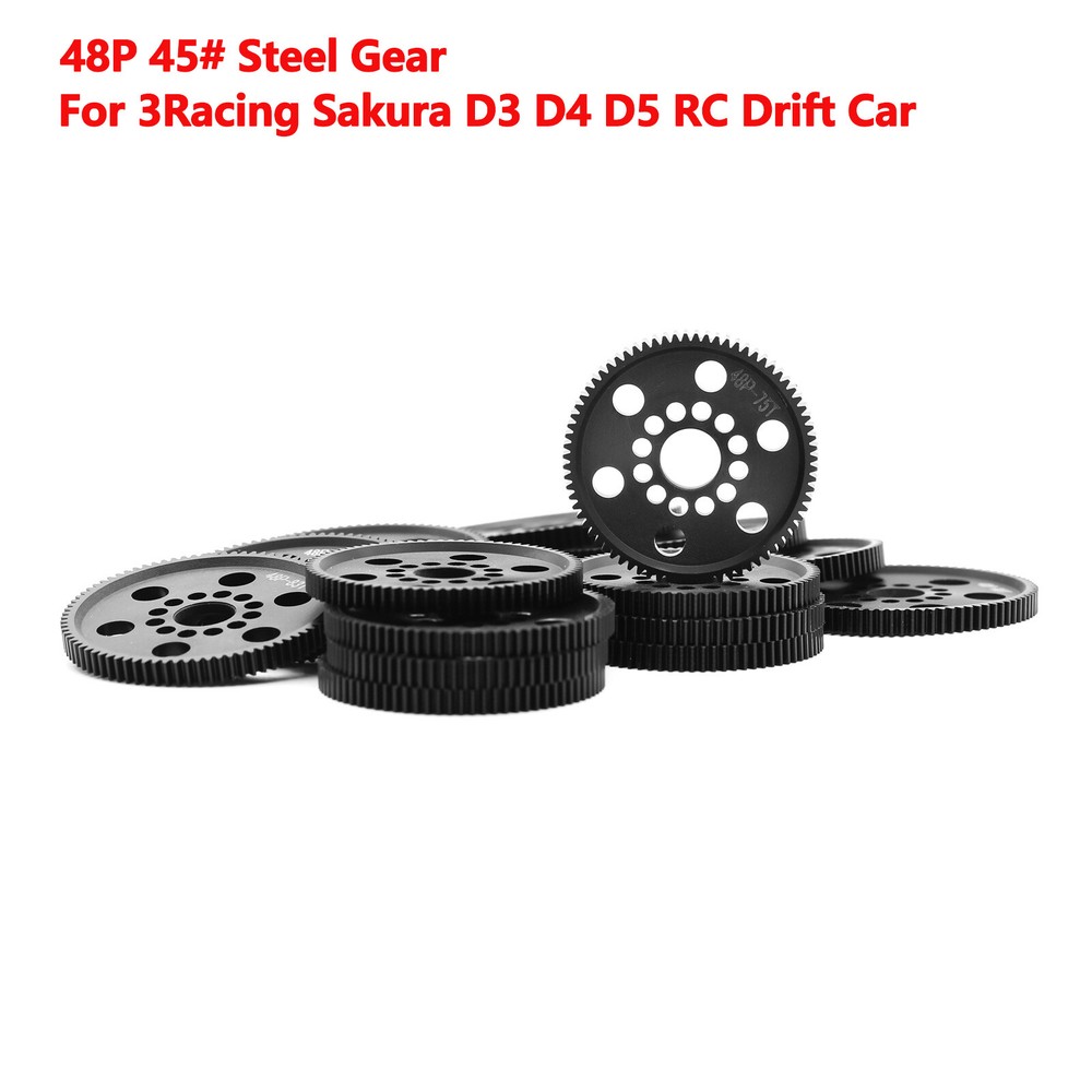 45# Steel Gear Kit 48P（75T-90T） For 3Racing Sakura D3 D4 D5 RC Drift Car