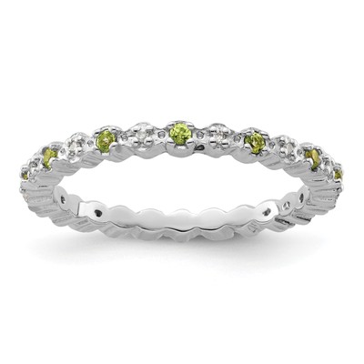 Massiver Sterlingsilber stapelbare Ausdrücke Peridot & Diamantring