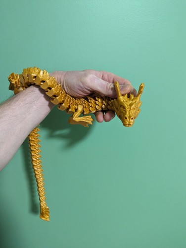 Articulated 3d printed Dragon. Color Gold. Dragon 24" Fidget Toy - Picture 11 of 12
