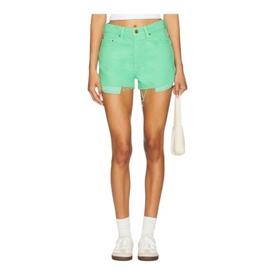 MOTHER The Fun Dip Micro Cut Shorts Size 27 Green Frayed Hem NWT Summer