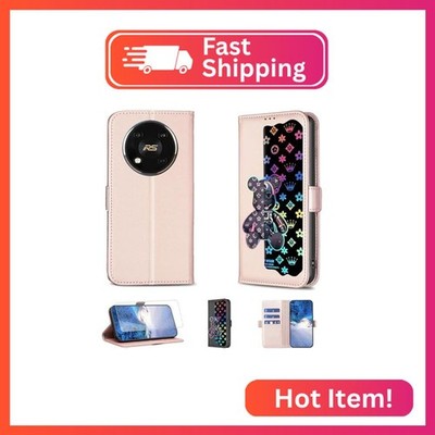 Case Compatible for Itel Rs4 Phone Case Flip Stand Cover [with Tempered Glass Sc