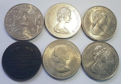 10枚 英国 イギリス 1977年 ブリティッシュ クラウン  UK *** CROWNS 1965, 1972, 1977, 1980, 1981. INCL. CHURCHILL MEDAL