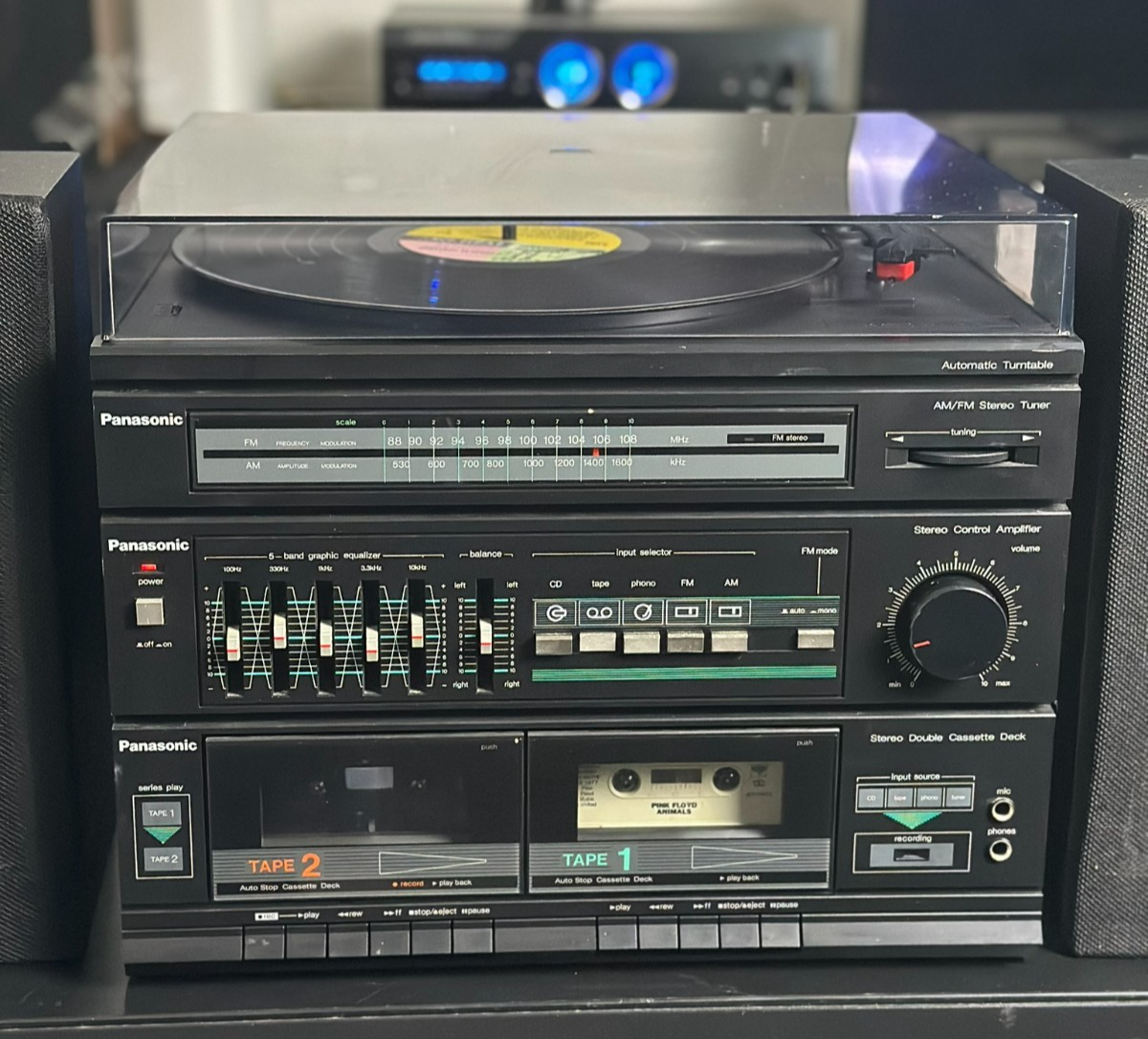 Panasonic SG-D15 Stereo System Turntable Dual Cassette AM/FM Works