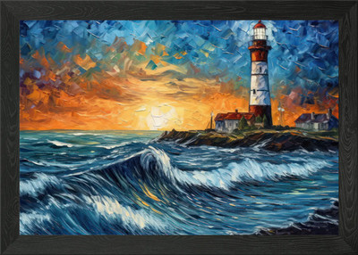 Sternenleuchtturm gerahmtes Wandbild Poster Leinwanddruck Bild