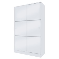 Armadio camera con 4 ripiani  2 ante scorrevoli asta appendiabiti bianco lucido