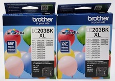 Brother LC203BK XL Black Ink Cartridges - Exp 08/2028 Genuine OEM 2 Pack New
