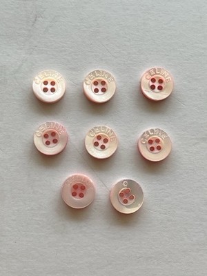 Celine Paris Lot 8 Logo Pink Buttons Vintage 