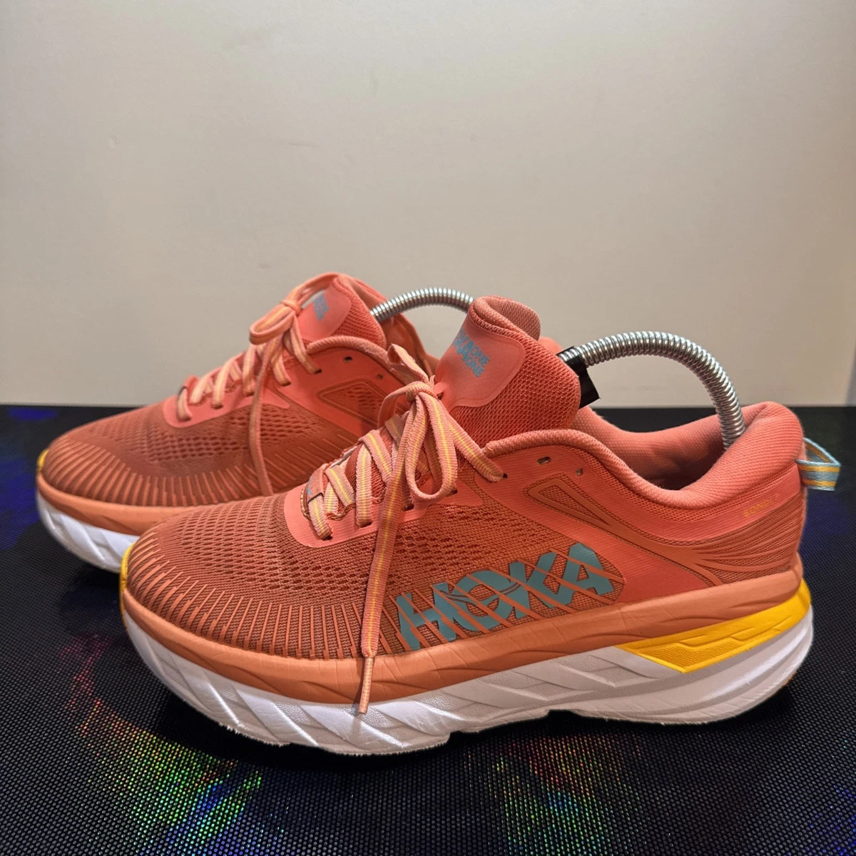 Hoka Coral Orange Gradient Running Shoes SIZE 10 NOX BOX! Hoka Bondi 8 Running Shoes Athletic Women 10.5B Coral Peach  main image 2
