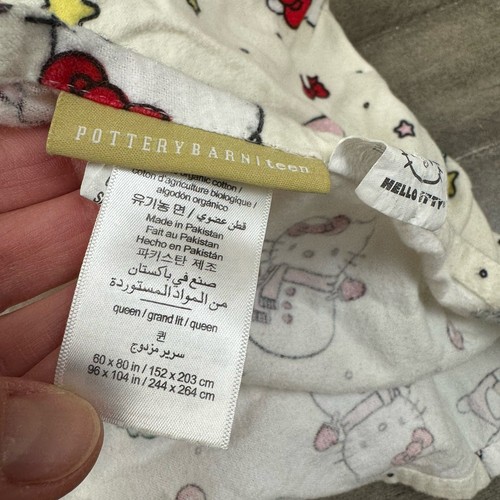 Pottery Barn Teen Hello Kitty Christmas Organic 2-piece Sheet Set Queen Read - Picture 11 of 11