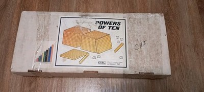 Home Schooling - Math: Vintage Cuisenaire Powers Of Ten; Cubes, Blocks, Rods Set
