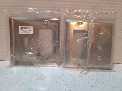 Legrand P&S Combo Wall Plate 2-Gang SS126 Metal Outlet and Switch (Lot of 2) New