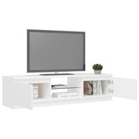 Tv-Schrank Mit LED Leuchten Weiß 140X40X35,5 Cm Lowboard