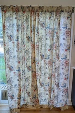 WORLD MARKET CORINNE FLORAL ABSTRACT MULTICOLOR LINED SET OF CURTAINS  48 X 84