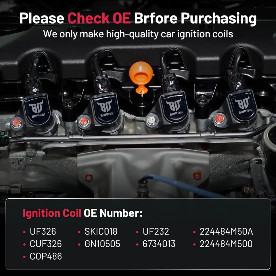 Pack of 4 Ignition Coil For Nissan Sentra 2000-2001 1.8L L4 224484M500 UF326 Foto 4 de 4