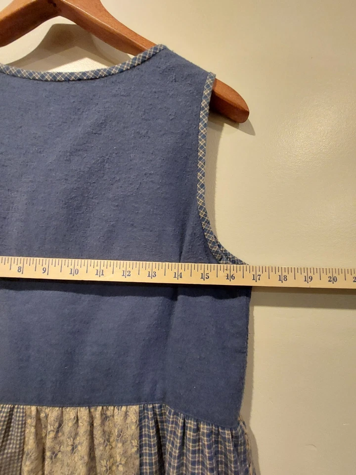 Vestido de granja vintage hecho a mano Cottagecore - azul patrón mixto - ver medidas Foto 4 de 4