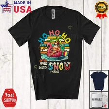 Custom Name Who Needs Snow;Christmas In July Palm Tree Santa Vintage Retro Shirt