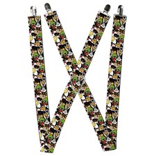 Looney Tunes Suspenders, Looney Tunes Character Stacked Collage3, 1.5 Inch Wide