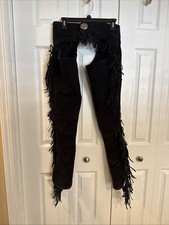 Black Fringe Suede Chaps. Worn Once See Photos For Size Information..