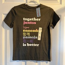 Cat Jack T-Shirt Kids M 8/10 Charcoal Graphic Together Short Sleeve NEW