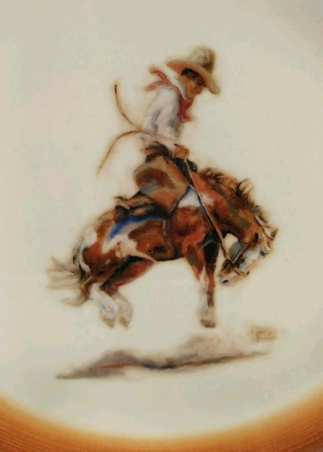 Montana Lifestyles Cowboy Reflections 8" Plates Bareback Rider B2 - Picture 2 of 5