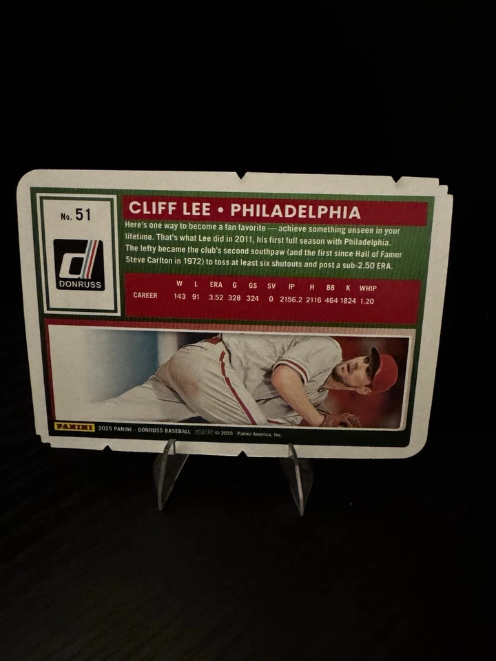 Donruss Cliff Lee 2025 troquelado dorado/25 Phillies & Guardians SSP Foto 2 de 3