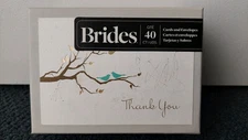 Brides 40 CT Love Birds Thank You Cards/Notes Gartner Studios Wedding Supplies