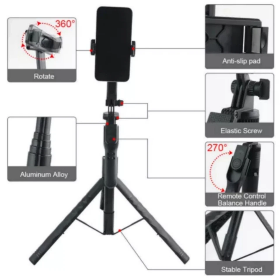 Professional Cell Phone Holder + Camera Tripod Stand Remote Selfie Stick 68" - Image 2 of 4