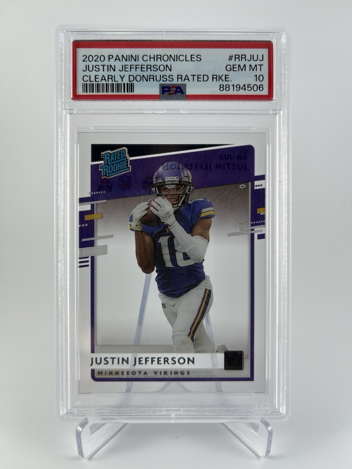 Justin Jefferson RC 2020 Panini Chronicles #RRJUJ Clearly Donruss PSA 10 Vikings
